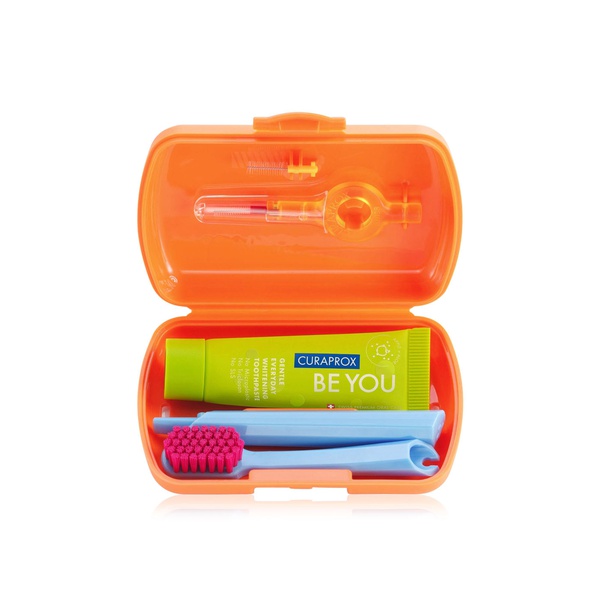 اشتري Curaprox travel set dental kit in orange في الامارات