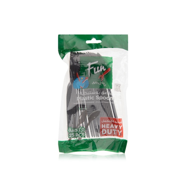 اشتري Fun Plastic Spoons Heavy Duty Black 25s في الامارات