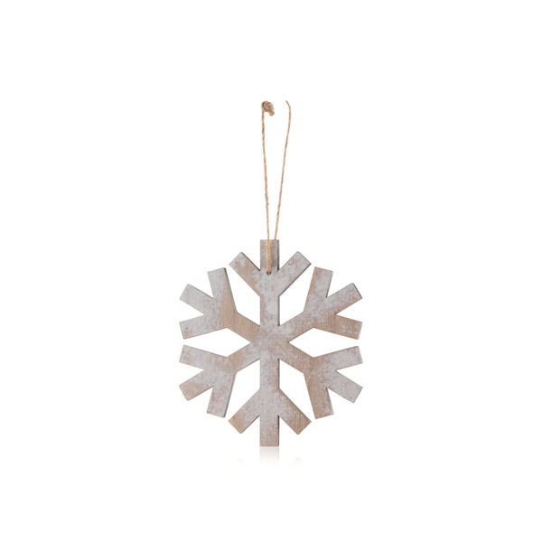 Premier White Wood Hanging Decorations 12cm