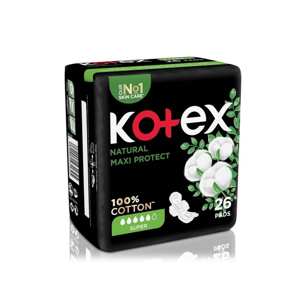 Kotex Natural Maxi Protect Super Pads with Wings 26s