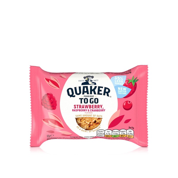 Buy Quaker porridge to go strawberry, raspberry & cranberry flavour in UAE