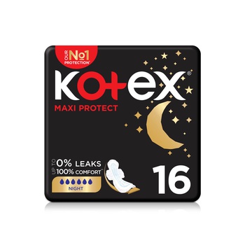 Kotex Overnight Maxi Protect Pads with Wings 16s