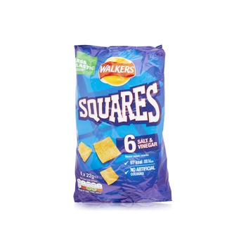 Walkers Squares Salt & Vinegar Crisps 6 x 22g