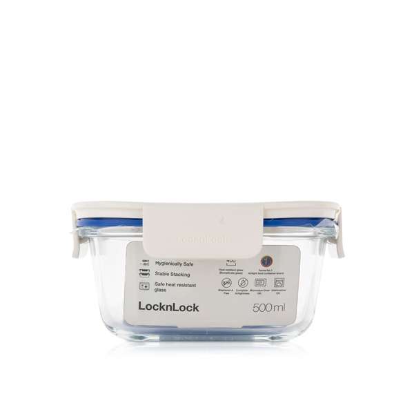Lock & Lock Glass Clear Square White 500ml