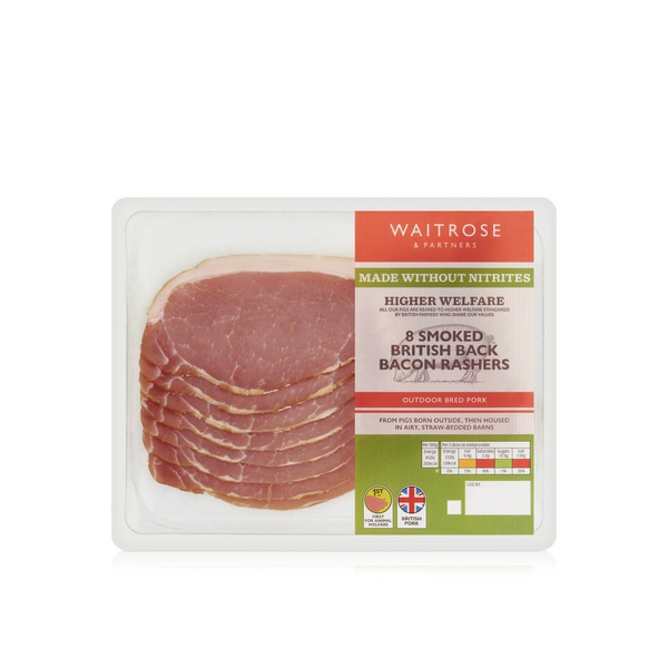 Waitrose Smoked British Back Bacon Rashers x 8 250g