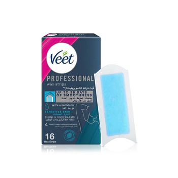 Veet Professional Hair Removal Wax Strips for Sensitive Skin Bikini & Underarms x 16