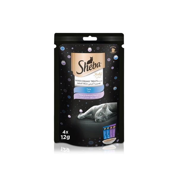 Sheba Melty Mixed Creamy Treats Tuna and Seafood Flavour Cat Treats 4 x 12g