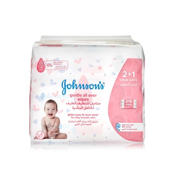 Johnson's Gentle All Over Wipes 72s 2+1 Free