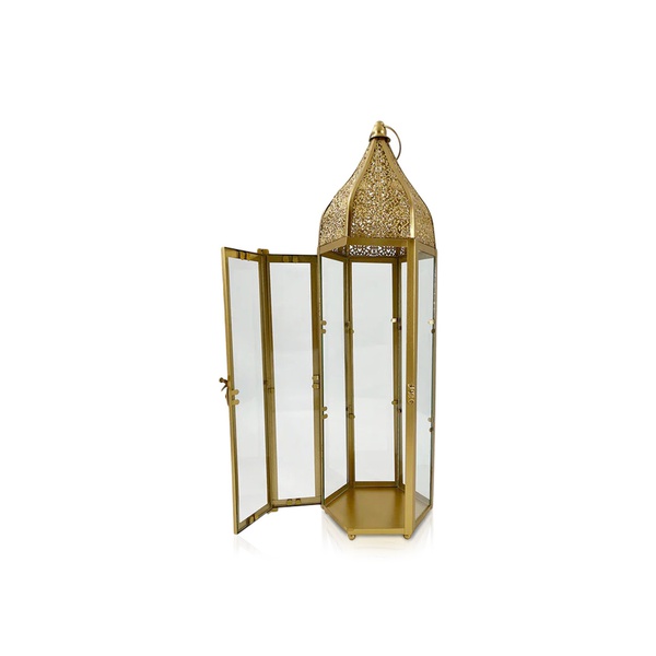 Party Magic Eid Lantern Candle Holder Gold 16.9x16.9x57cm