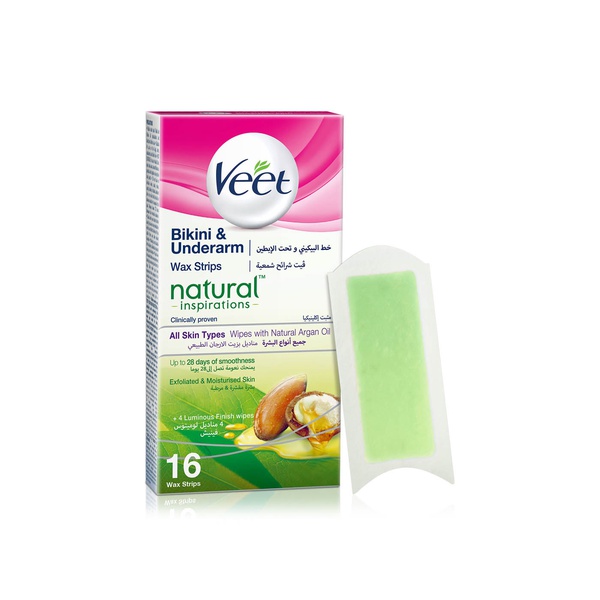 اشتري Veet natural inspirations bikini & underarm wax strips for all skin types 16s في الامارات