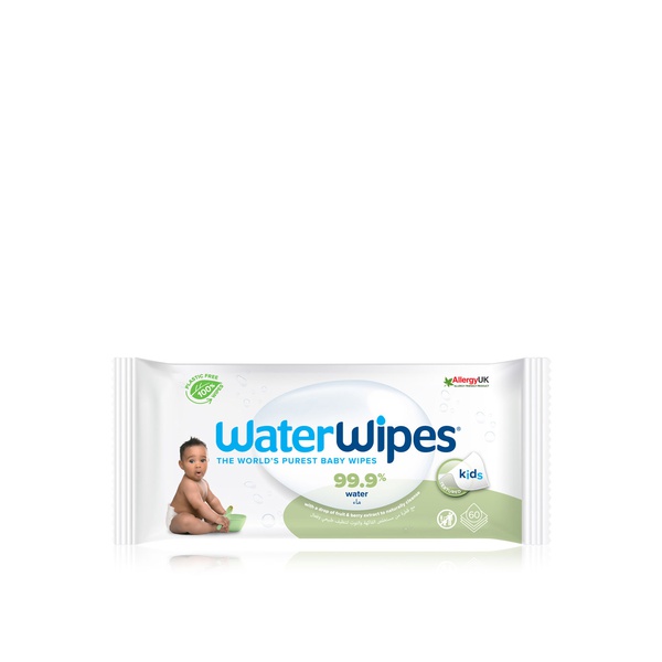 Waterwipes Plastic Free Textured Clean, Toddler & Baby Wipes, 60 Wet Wipes, 99.9% Water Based Wet Wipes & Unscented for Sensitive Skin