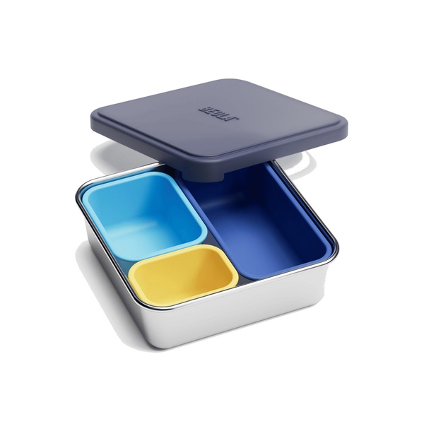 Beola Stainless Steel Snack Box with Lid Blue