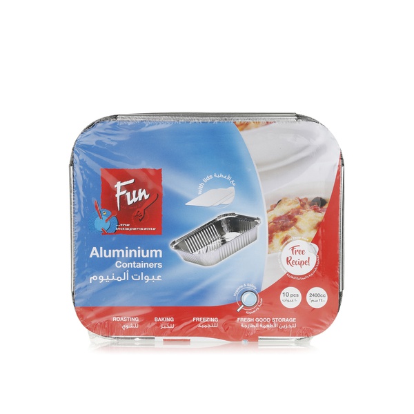 Buy Fun aluminium rectangular container with lid 10 piece in UAE