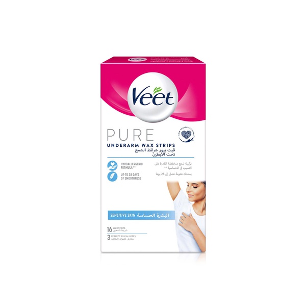 Veet Pure Underarm Wax Strips for Sensitive Skin 16s