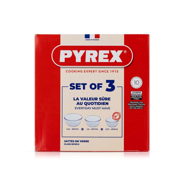 Pyrex Mixing Bowl Set 3 Piece Glass