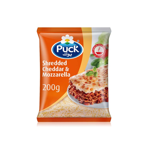 Buy Puck shredded Cheddar & Mozzarella 200g in UAE