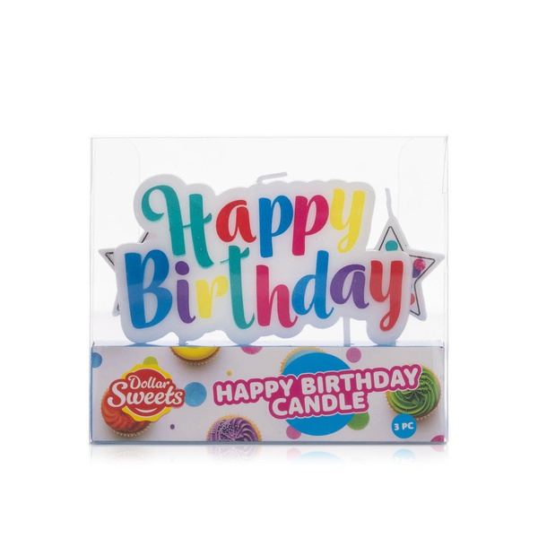 Dollar Sweet Happy Birthday Candles x 3