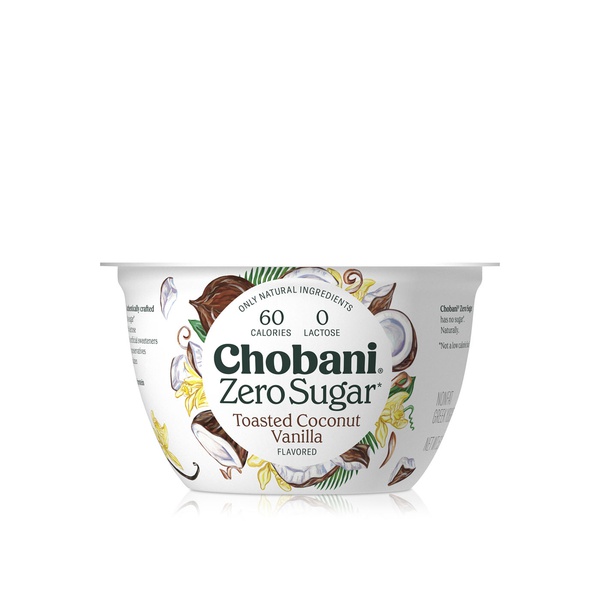 Chobani Zero Sugar Non-Fat Toasted Coconut Vanilla Greek Yoghurt 150g