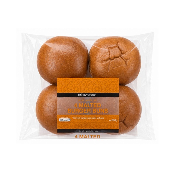 Spinneysfood Malted Burger Buns x 4