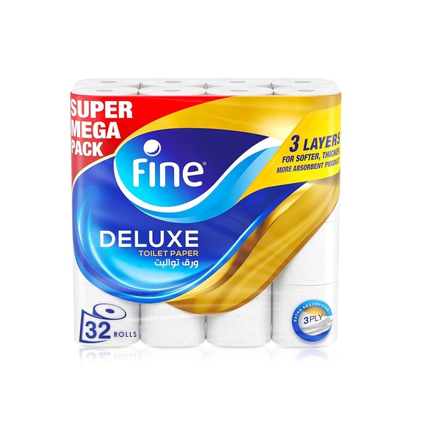 Buy Fine deluxe toilet rolls 3 ply 32 rolls in UAE