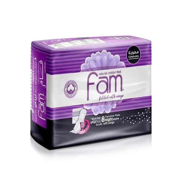 Fam Sanitary Pads Folded with Wings Night x 8