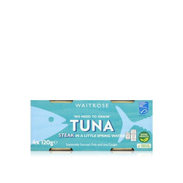 Waitrose Drained Tuna Steak in Spring Water 120g x 4