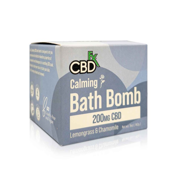 CBDFx 200mg CBD calming bath bomb lemongrass and chamomile 142g