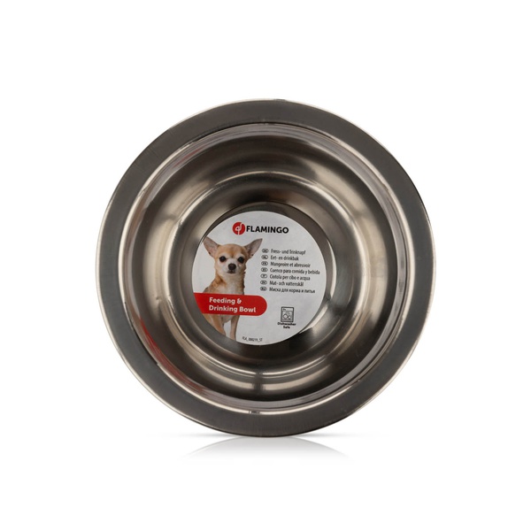 Flaminog Pet Feeding and Drinking Bowl Silver 370ml