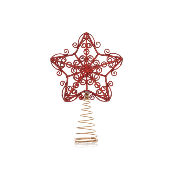 Premier Red and Gold Glitter Star Tree Topper 22cm - Spinneys United ...