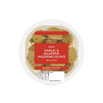 Waitrose Garlic & Jalapeno Halkidiki Double Stuffed Olives 180g