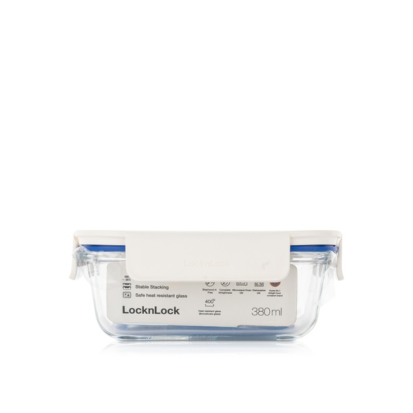 Lock & Lock Glass Clear Rectangle White 380ml