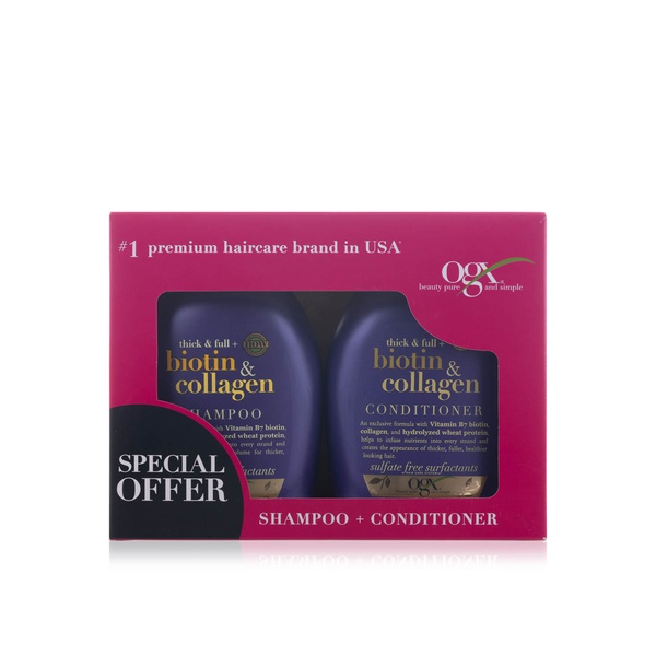 اشتري OGX biotin and collagen set shampoo and conditioner 2x385ml في الامارات