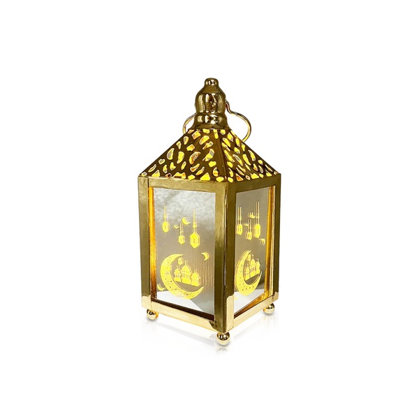 Party Magic Eid Metal Lantern with Lights 7x7x15cm