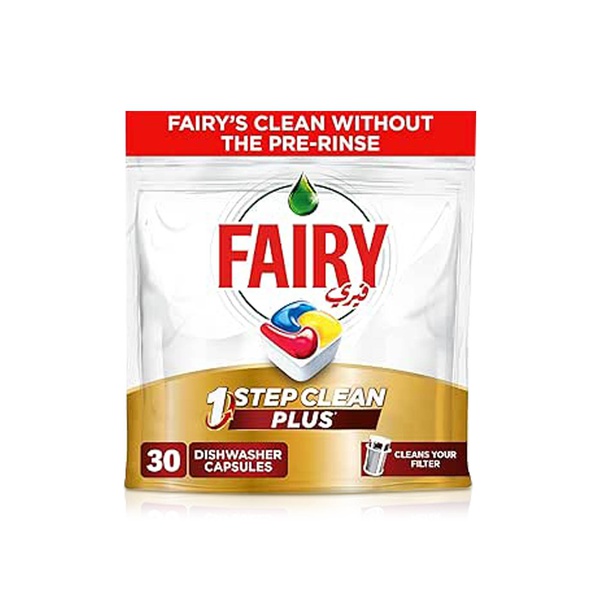 Buy Fairy dishwasher one step clean plus 30 capsules in UAE