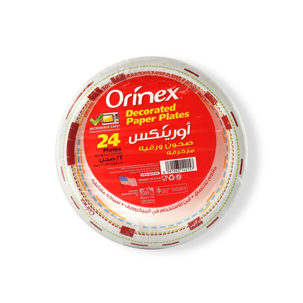 Orinex Decorated Paper Plates 25.6cm x 24