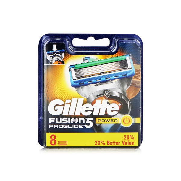 Buy Gillette Fusion Proglide power mens razor blade refills 8pcs in UAE