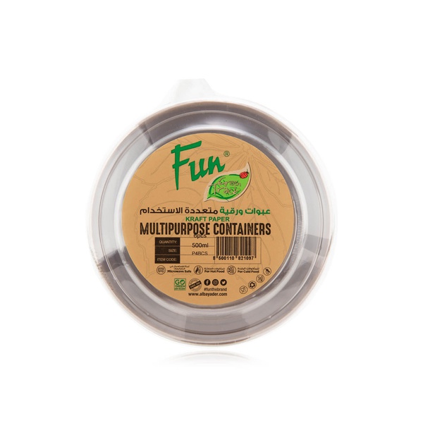 Fun Kraft Paper Multipurpose Containers with Lid 500ml