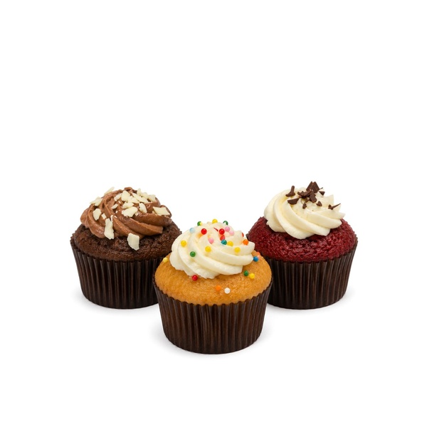 Spinneysfood Mini Vanilla, Chocolate and Red Velvet Cupcakes 300g