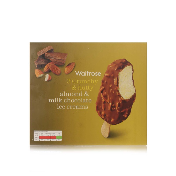 Buy Waitrose almond & milk chocolate ice cream sticks 3x100ml in UAE