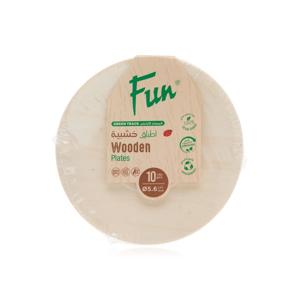 Fun Wooden Poplar Round Plates 5.6" 10s