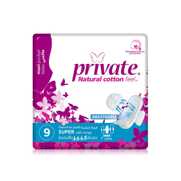 Private Maxi Pocket Super Pads with Wings x 9