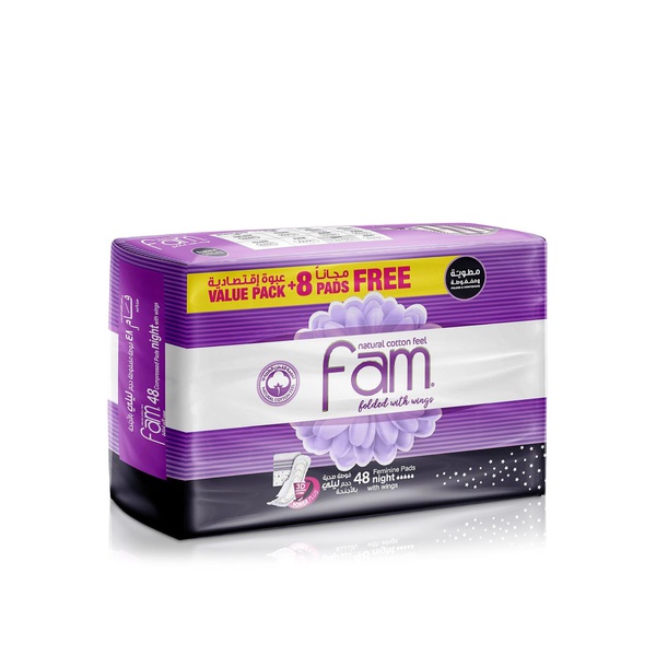 Fam Sanitary Pads Folded with Wings Night x 48
