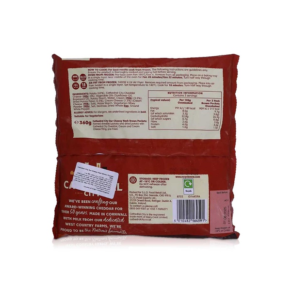 Cathedral City Frozen Cheesy Hash Brown Pockets X 6 360G