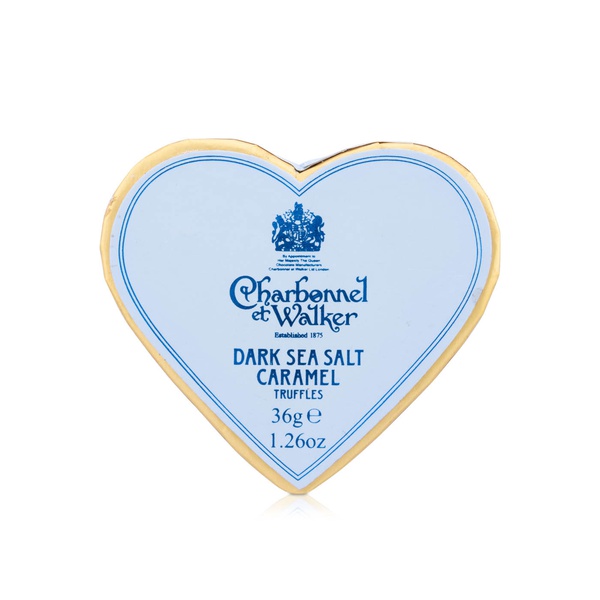 Charbonnel Et Walker Dark Caramel Sea Salt Truffles Blue Heart Box 36g