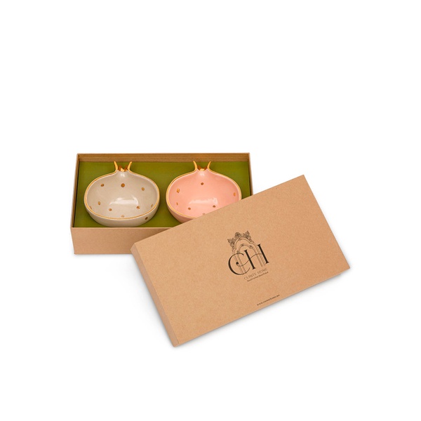 Curate Home Pink and Cream Shaped Pomegranate Bowls x 2