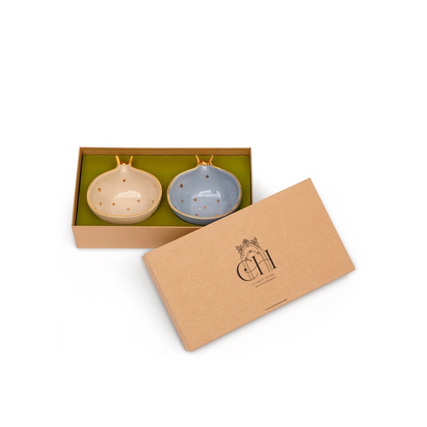 Curate Home Grey and Cream Pomegranate Shaped Bowls x 2