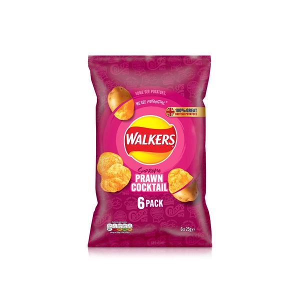 Walkers Prawn Cocktail Crisps 6 x 25g