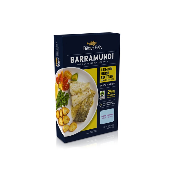 Barramundi Lemon Herb Butter Skin-on Fillets 340g