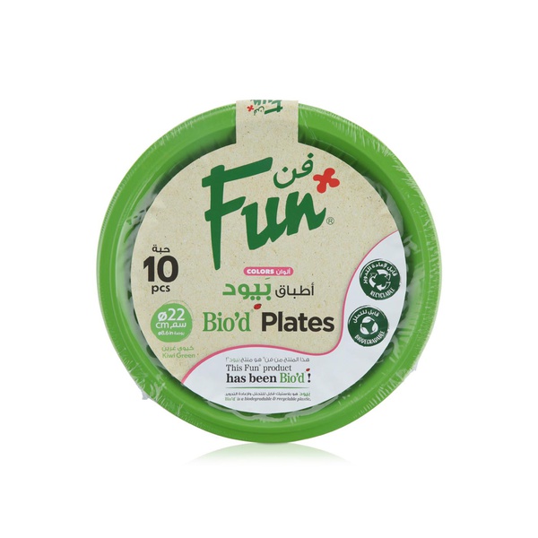 Fun Colours Biodegradable Kiwi Green Plates 22cm 10s