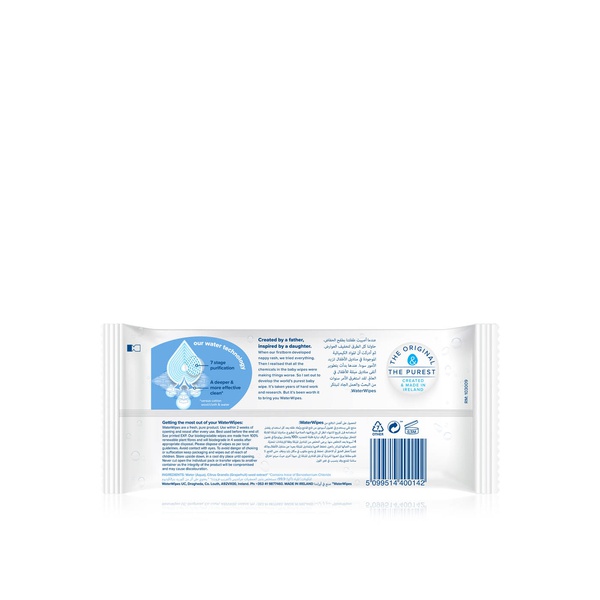 Waterwipes Original Plastic Free Baby Wipes, 60 Wet Wipes, 99.9% Water Based Wet Wipes & Unscented for Sensitive Skin